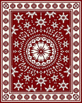 Red White Snowflake Mandala Design Rug