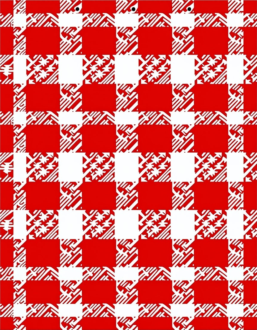 Red White Bold Checkered Pattern Rug
