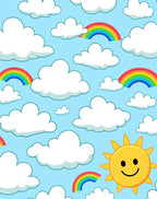 Happy Sun Rainbow Sky Pattern Rug