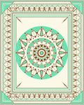 Mandala Inspired Geometric Teal Brown Rug