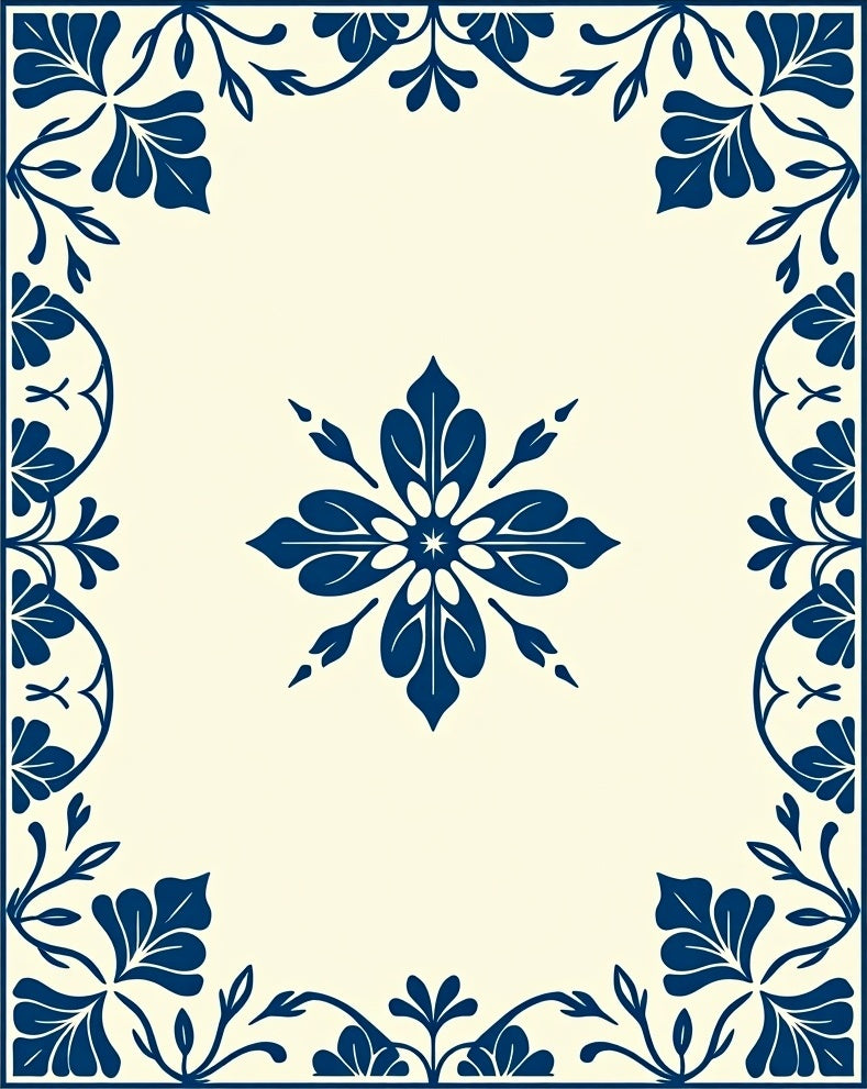 Classic Navy Floral Medallion Design Rug