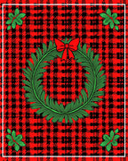 Red Festive Wreath Plaid Design Rug