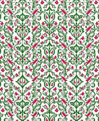 Vibrant Floral Vine Bird Pattern Rug