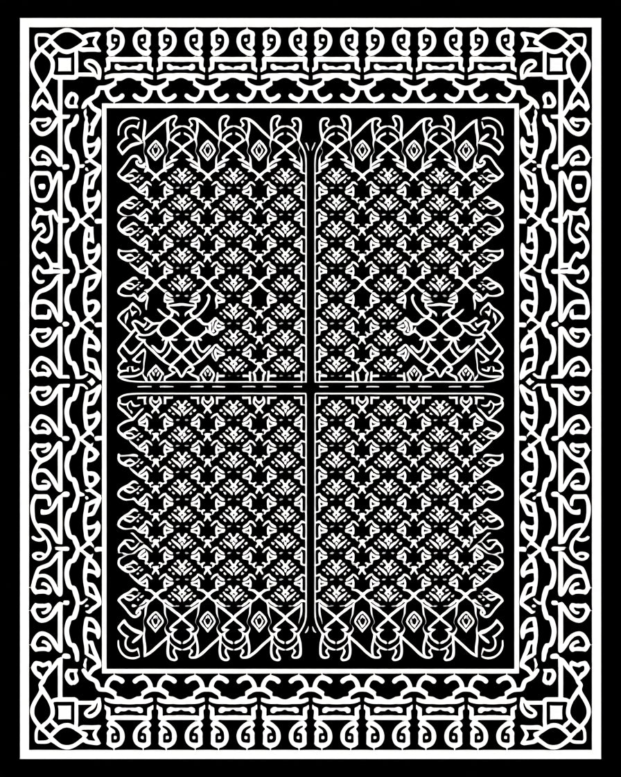 Monochromatic Intricate Geometric Pattern Rug