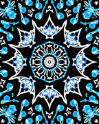 Intricate Blue White Geometric Mandala Rug