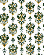 Damask Emerald Gold Pattern Rug