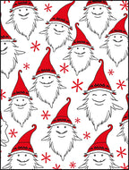 Christmas Gnome Red Hat Whimsical Snowflakes Rug