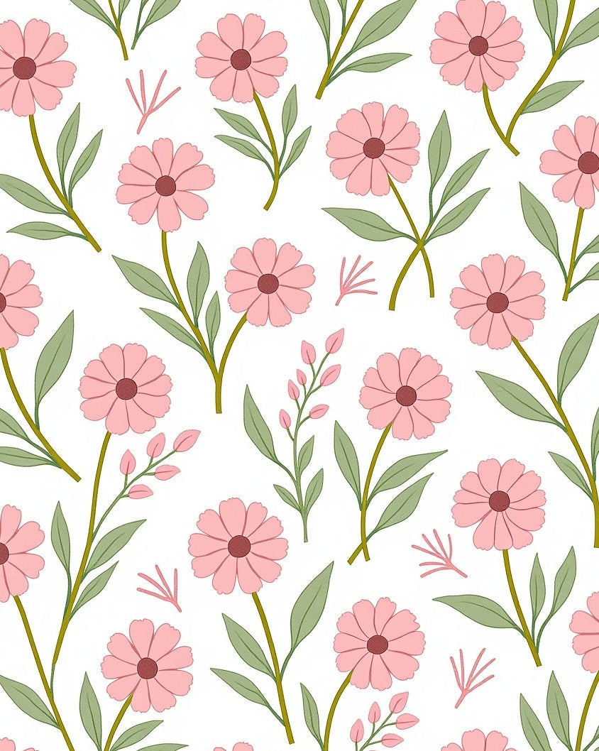 Pink floral botanical inspired pattern Rug