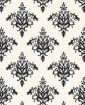 Classic Black Damask Scroll Pattern Rug