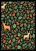 Deer Floral Pattern Rug