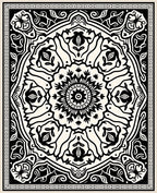 Intricate Black White Mandala Pattern Rug