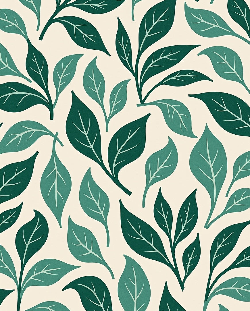 Green Leaf Pattern Artwork Rug
