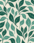 Green Leaf Pattern Artwork Rug