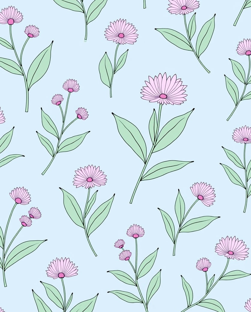 Pastel Floral Branch Pattern Rug