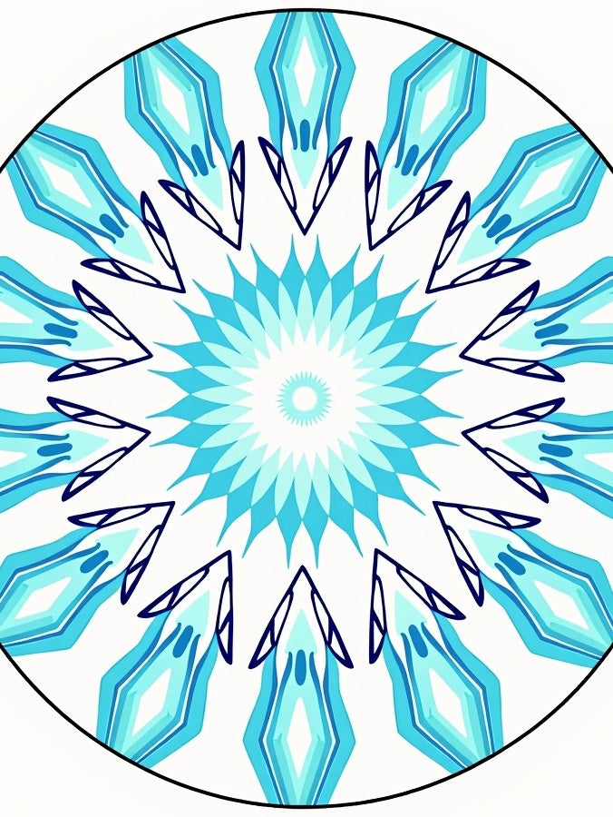 Cool Blue Teal Geometric Mandala Rug
