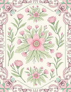 Pastel Floral Botanical Pattern Rug
