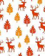 Autumn Deer Foliage Pattern Rug
