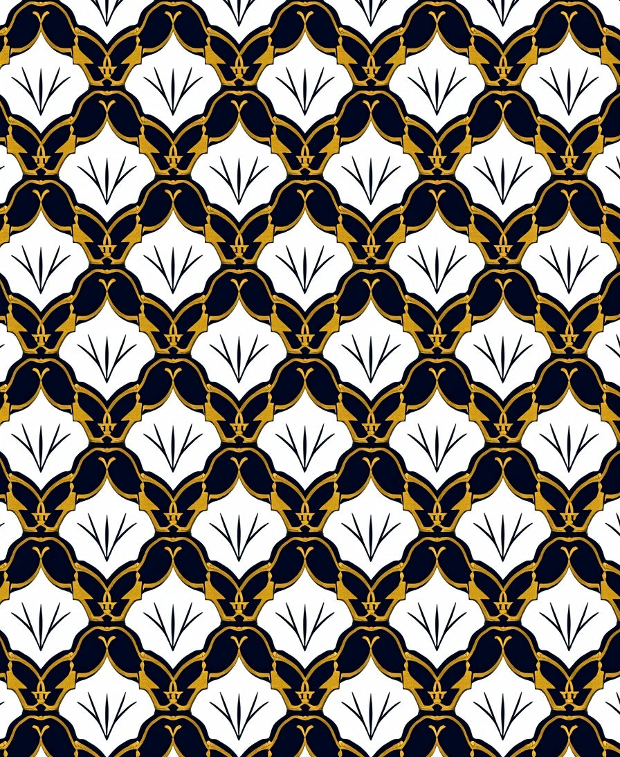 Art Deco Geometric Gold Pattern Rug
