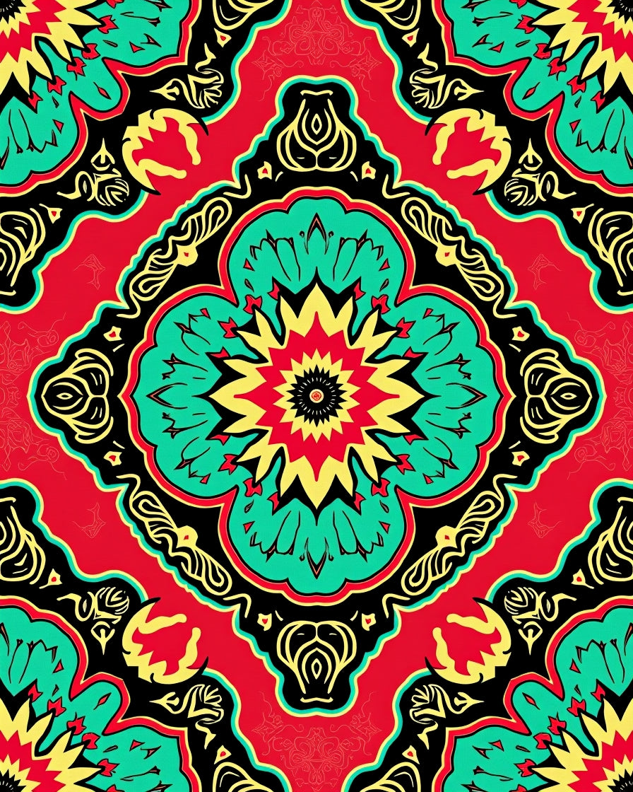 Bold Floral Mandala Pattern Rug