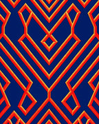 Bold Red Orange Geometric Pattern Rug