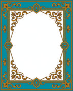 Elegant Teal 2 Gold Scrollwork Design Rug