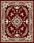 Elegant Cream Floral Scrollwork Ornament Rug