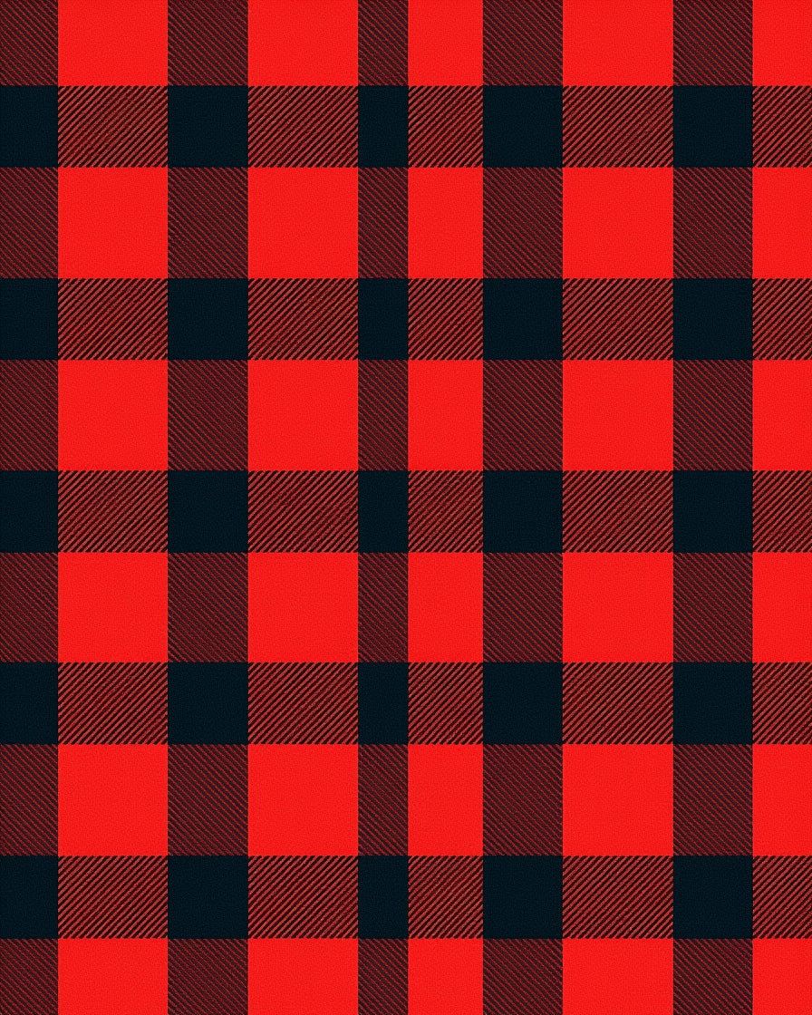 Classic Red Black Plaid Design Rug