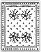Black White Snowflake Winter Border Rug