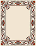Ornate Floral Scrollwork Border Design Rug
