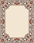 Ornate Floral Scrollwork Border Design Rug