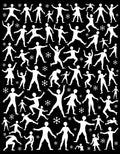 Dancing Figures And Snowflakes Pattern Rug