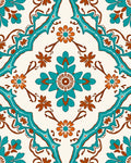 Turquoise And Orange Floral Symmetry Rug