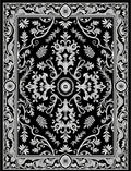 Classic Black White Floral Damask Rug