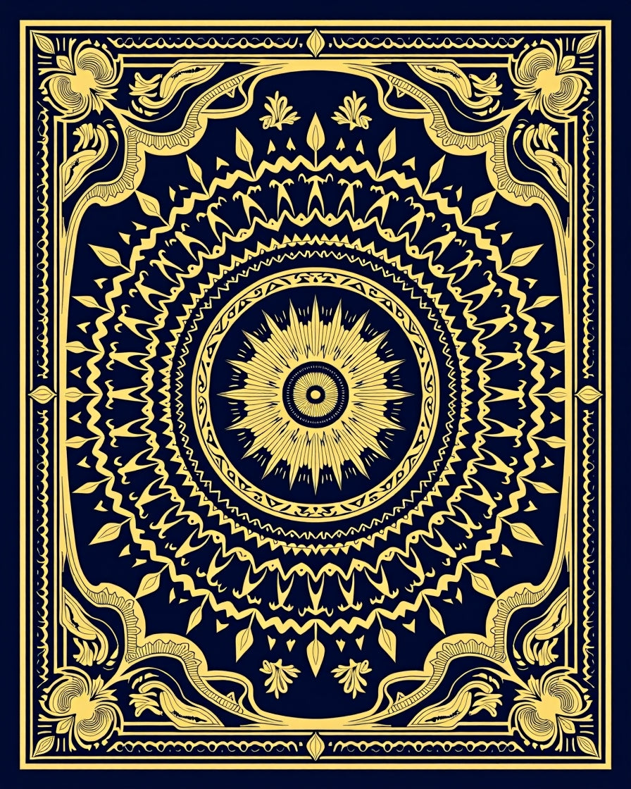 Intricate Sunburst Mandala Design Rug