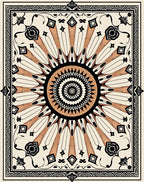 Radiant Sunburst Black Beige Rug