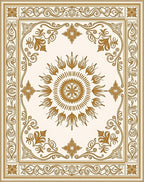 Elegant Gold Floral Medallion Rug
