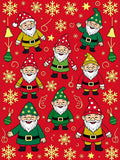 Whimsical Christmas Gnomes Snowflakes Red Rug