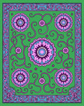 Bold Floral Patterned Square Rug