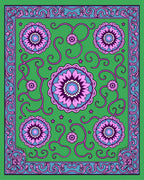 Bold Floral Patterned Square Rug