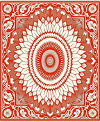 Intricate Red Floral Sunburst Motif Rug