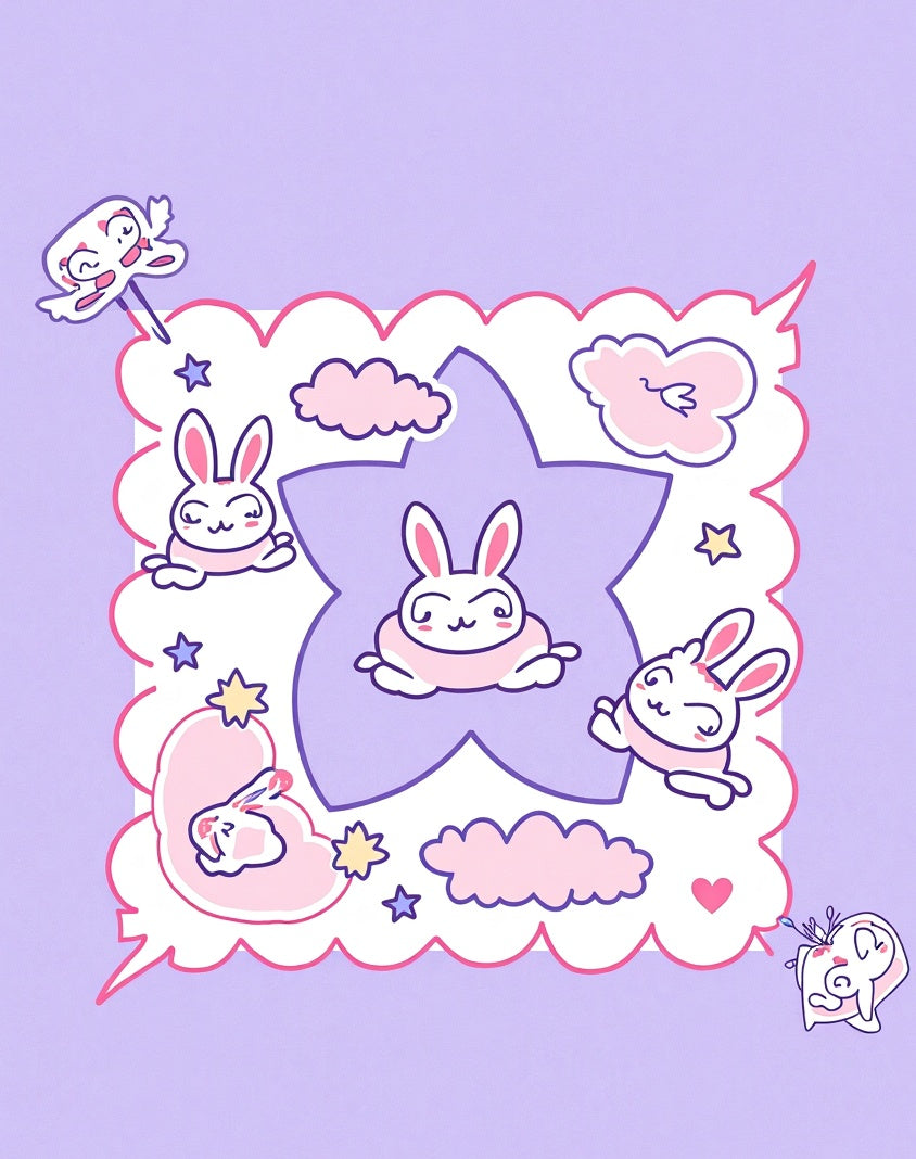 Cute Bunny Star Cloud Design Rug