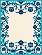 Intricate Blue Floral Vine Pattern Rug