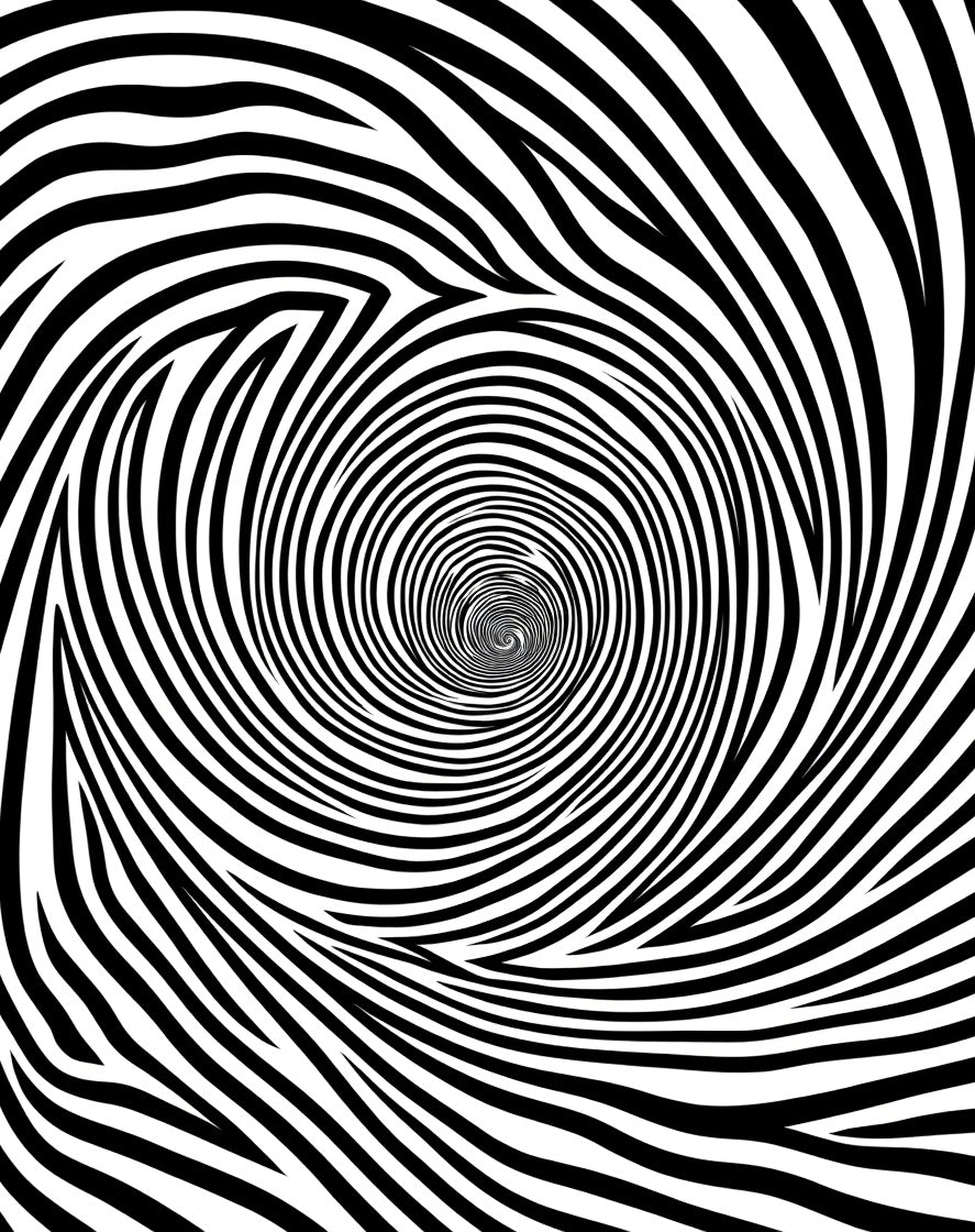 Black White Optical Illusion Swirl Rug