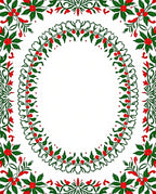Crimson Holly Leaf Garland Frame Rug