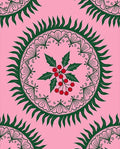 Pink Teal Leaf Mandala Pattern Rug