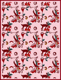 Whimsical Red Deer Floral Garden Rug