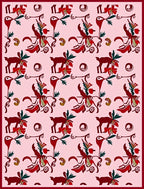 Whimsical Red Deer Floral Garden Rug