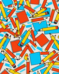 Playful Pencil Paper Pattern Design Rug