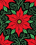 Bold Red Flower With Green Vines Rug
