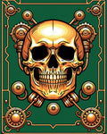 Golden Skull Mechanical Design Rug